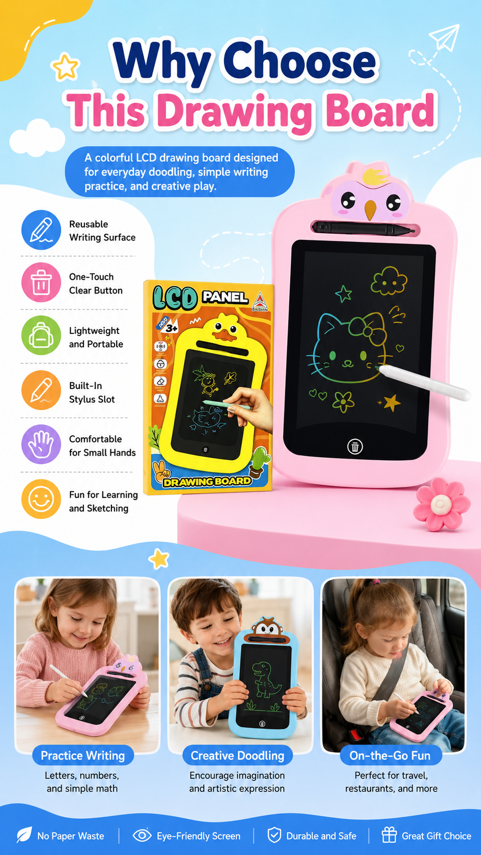 Производители BB6516C прямо для детей, рисующих граффити на картинках светодитоцветных жидких кристаллических плит pic 8