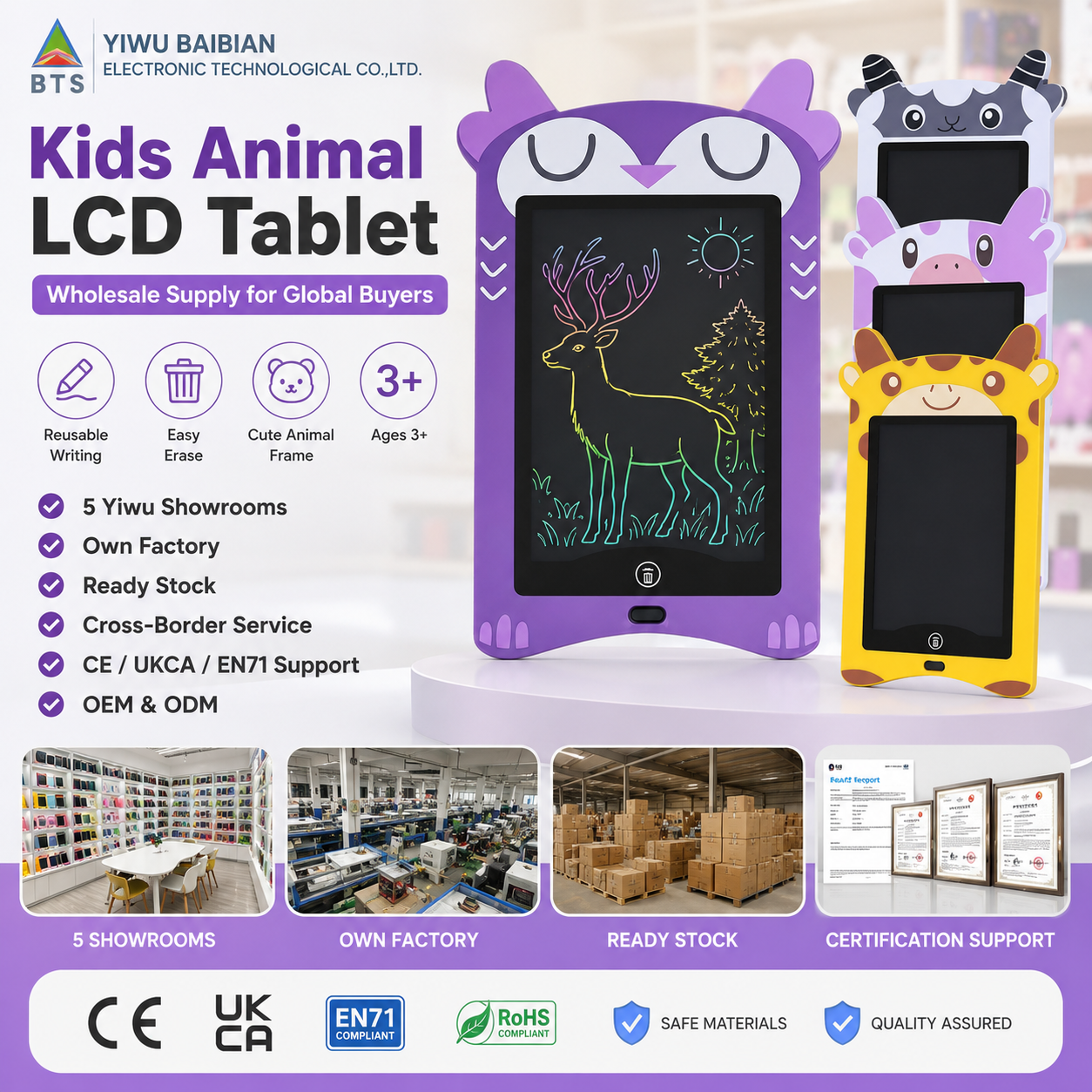 BB9011C fábrica de suministro directo LED color cartoon LCD panel de dibujo para niños juguetes de graffiti creativos