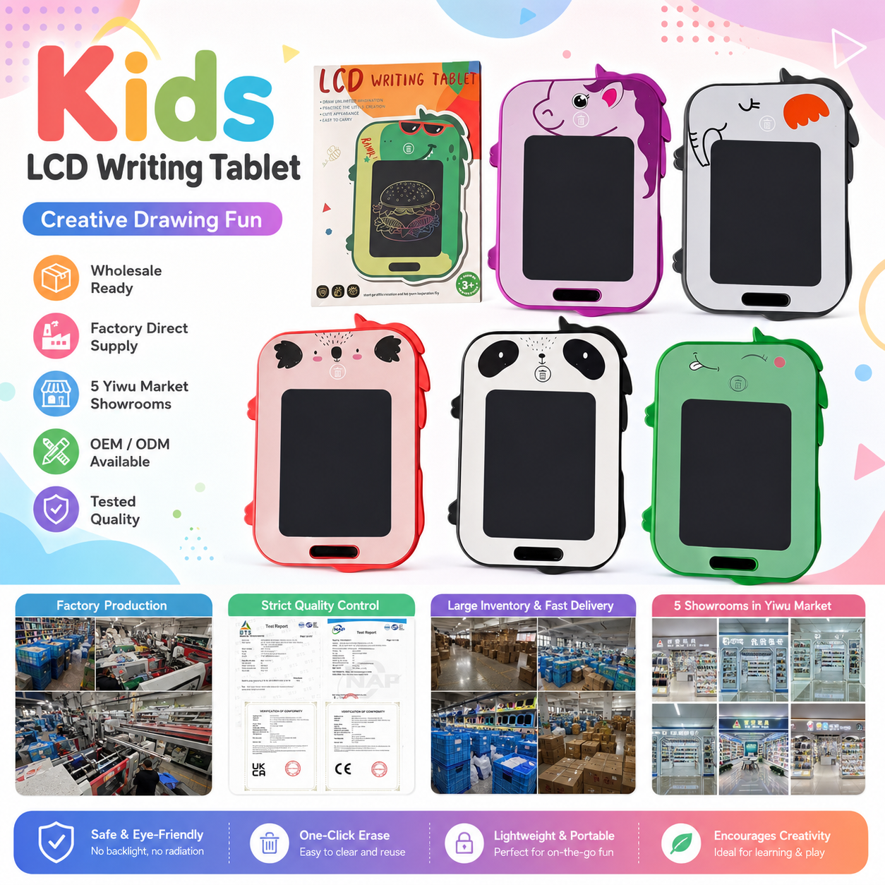 BB6519C Cartoon LCD handwriting board, color LED writing board, children's electronic drawing board Application Scenario