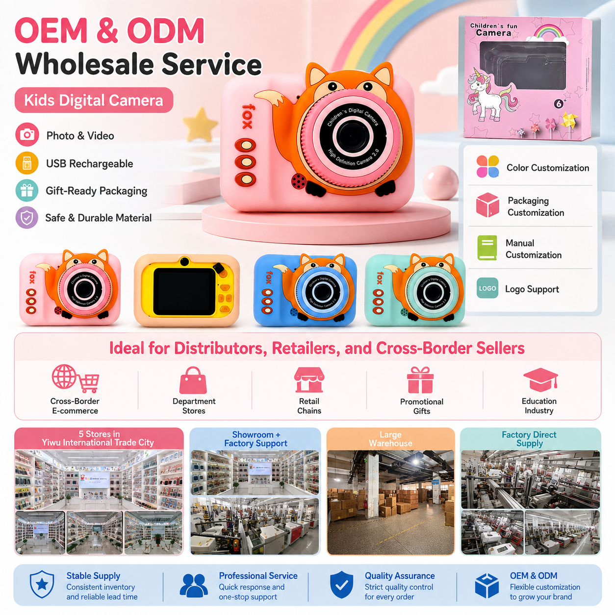 Comercio exterior estilo de venta caliente Q3 fox kids small camera puede mezclar colores