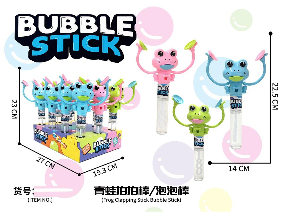 TJ68610 cartoon clap hands frog bubble stick divertido prensa clap manos animales burbujas juguetes de agua para niños al aire libre burbuja soplando caja de presentación