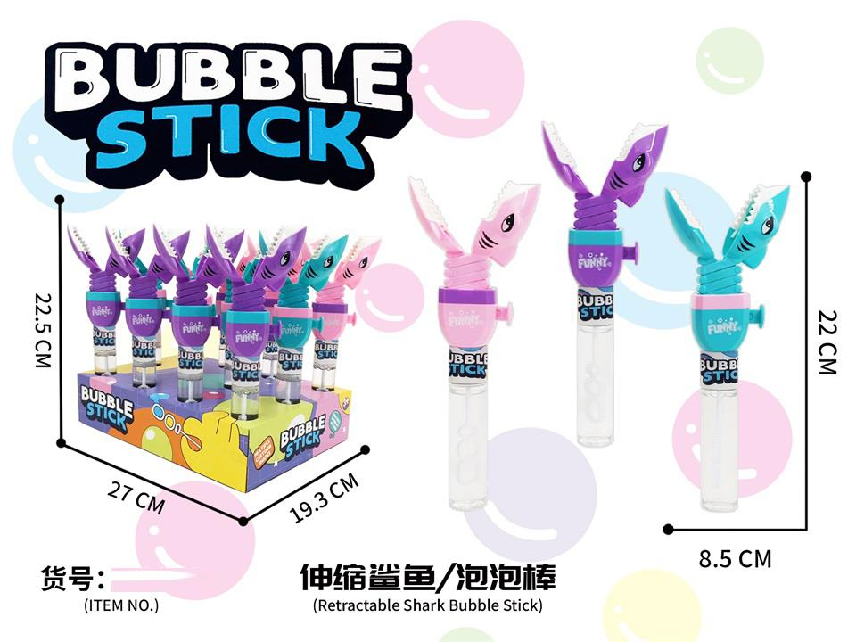 TJ68620 telescopic shark Bubble stick Press spring Bite Hand Shark bubble water toy, children's outdoor bubble-blowing display box, whole box Specification image