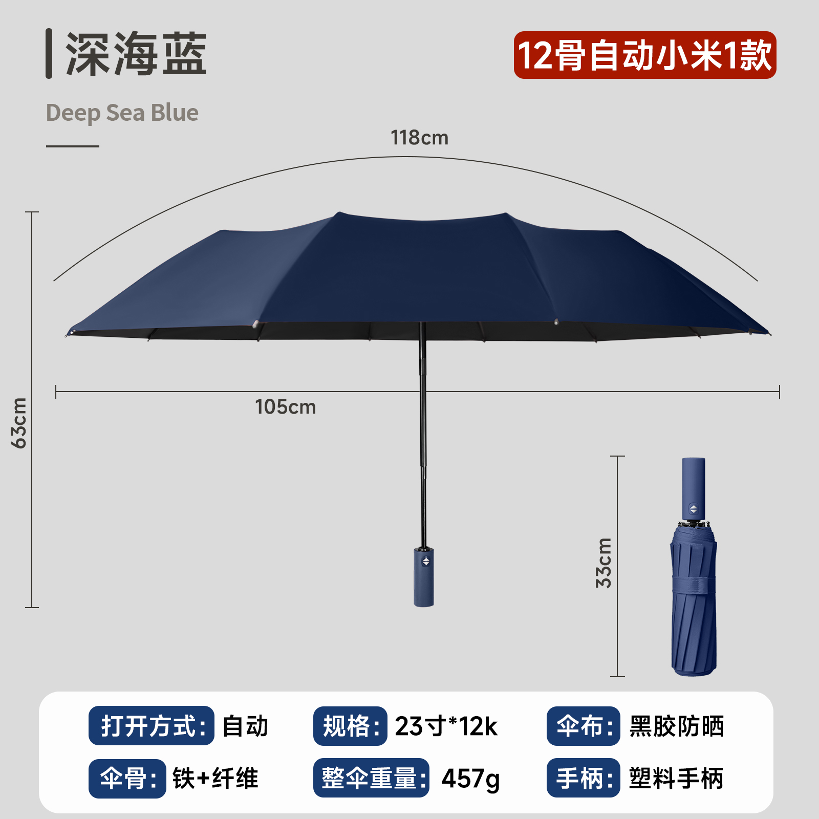 Hengshield 12 huesos auto paraguas triple plegable 23 "vinilo protección solar protección uv sol y lluvia paraguas de doble uso paraguas de fibra de hierro resistente al viento más paraguas cara de publicidad corporativa regalo paraguas puede imprimir logotipo en stock