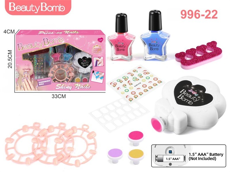 TM07105 Children's Three-color Removable Nail Polish Nail Care Set, Portable pink Storage Bag, Multi-color flash Pink nail care stickers, Finger divider, Girls' beauty Handmade Gift Box detail image 4