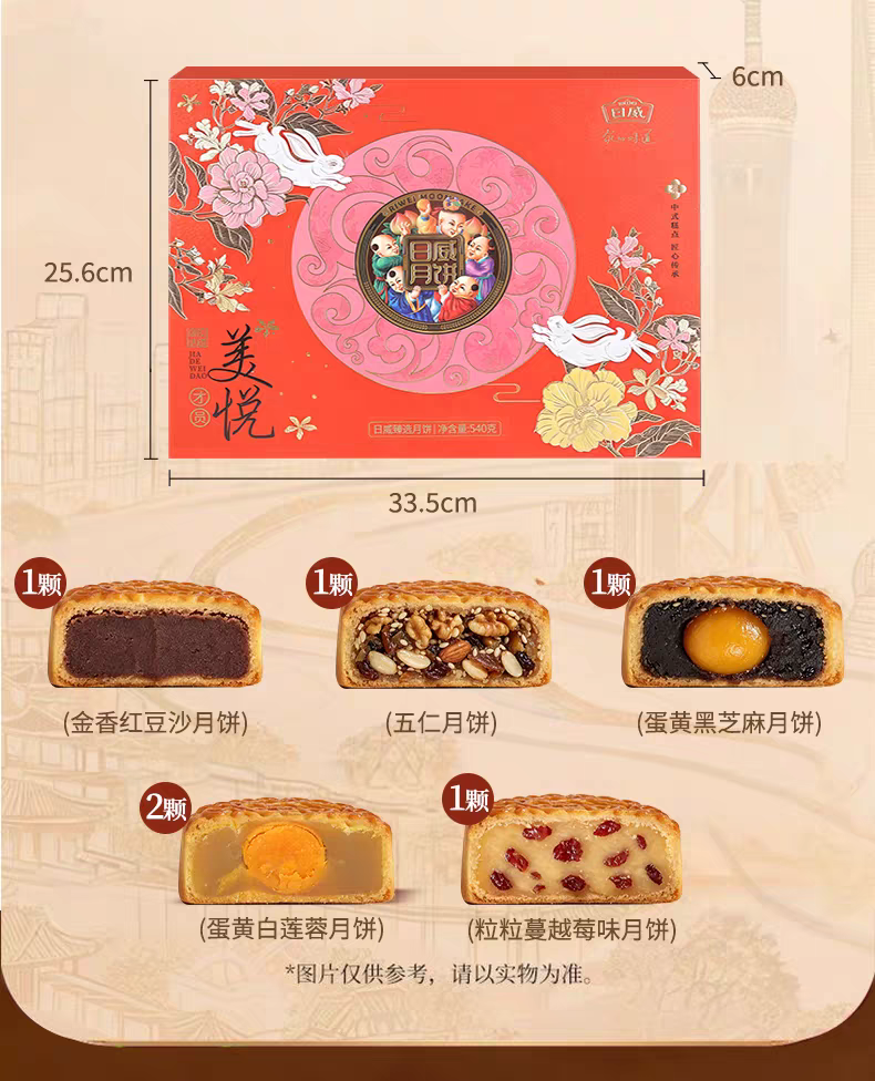 日威礼悦金秋中秋送礼中式糕点礼盒点心喜饼伴手礼广式台式苏式蛋黄莲蓉火腿月饼团购送礼多规格电商批发箱批量大下单请联系客服详情43
