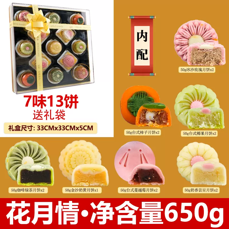 日威礼悦金秋中秋送礼中式糕点礼盒点心喜饼伴手礼广式台式苏式蛋黄莲蓉火腿月饼团购送礼多规格电商批发箱批量大下单请联系客服详情77