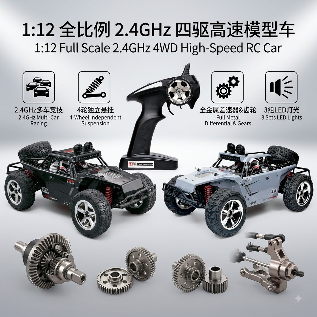 Amphibious vehicles, high-speed off-road remote control car series, children's toys, sand cars, stunt rolling cars, Jeep, desert racing team remote control Specification image