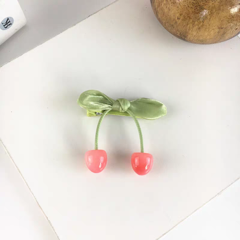 夏日粉嫩樱桃蝴蝶结儿童发夹发绳少女小清新可爱甜美少女心发圈艺梵饰品产品图