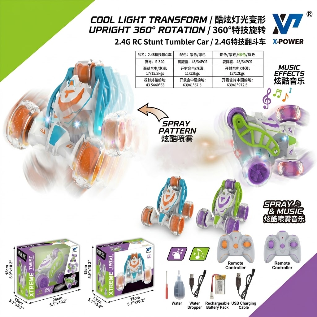 Colorful lights, deformed remote control dump truck, children's toy, remote control car, go-kart, fun racing car, suitable for boys and girls