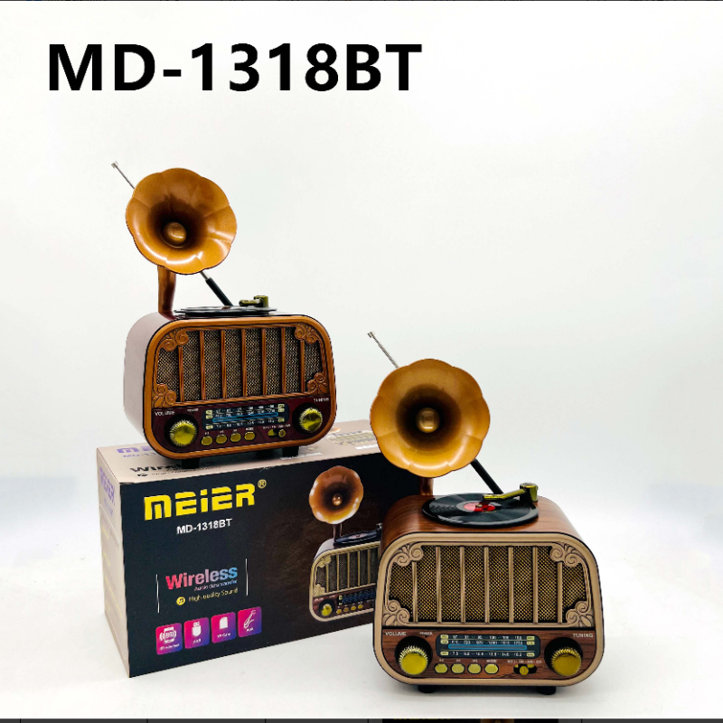 MD-1318BT New vintage radio Bluetooth speaker, Bluetooth audio recorder, retro design, nostalgic radio, antique Bluetooth speaker