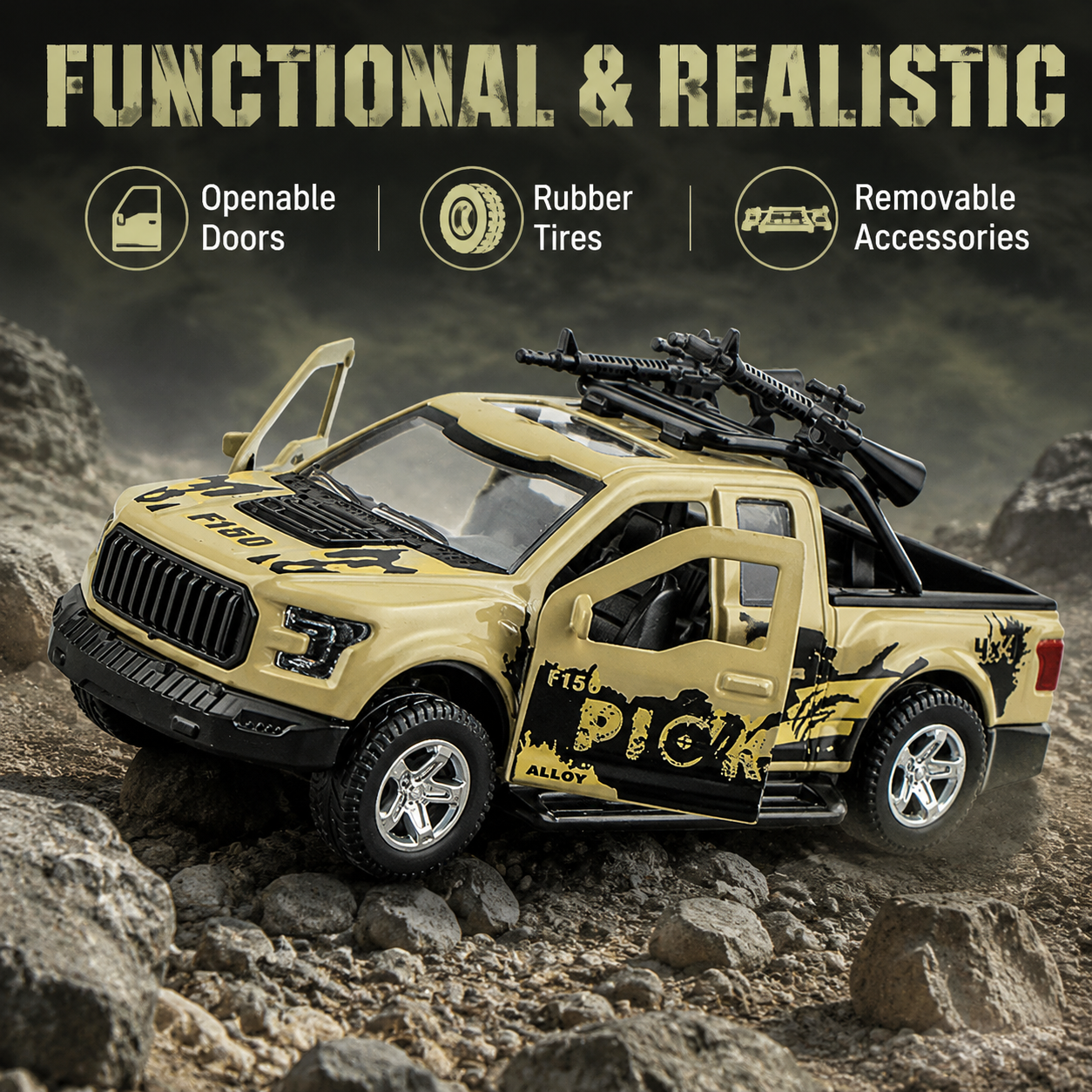 1:32 alloy pickup off-road vehicle rebound door model trendy art desktop decoration Application Scenario