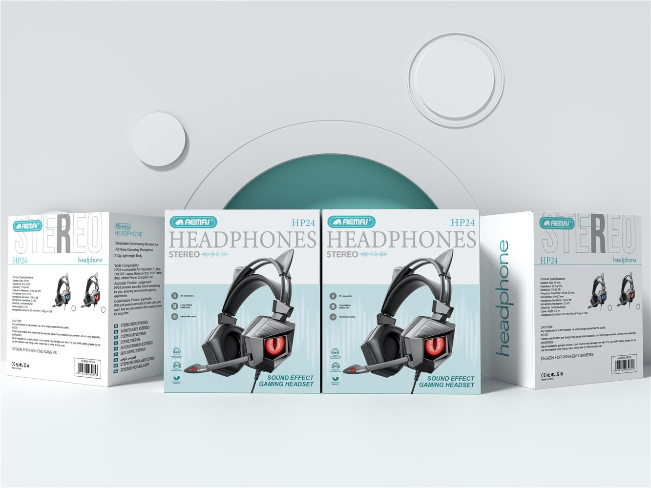 The AEMAi-HP24 over-ear headphones are blue cat-ear gaming headphones that are comfortable to wear and suitable for various scenarios