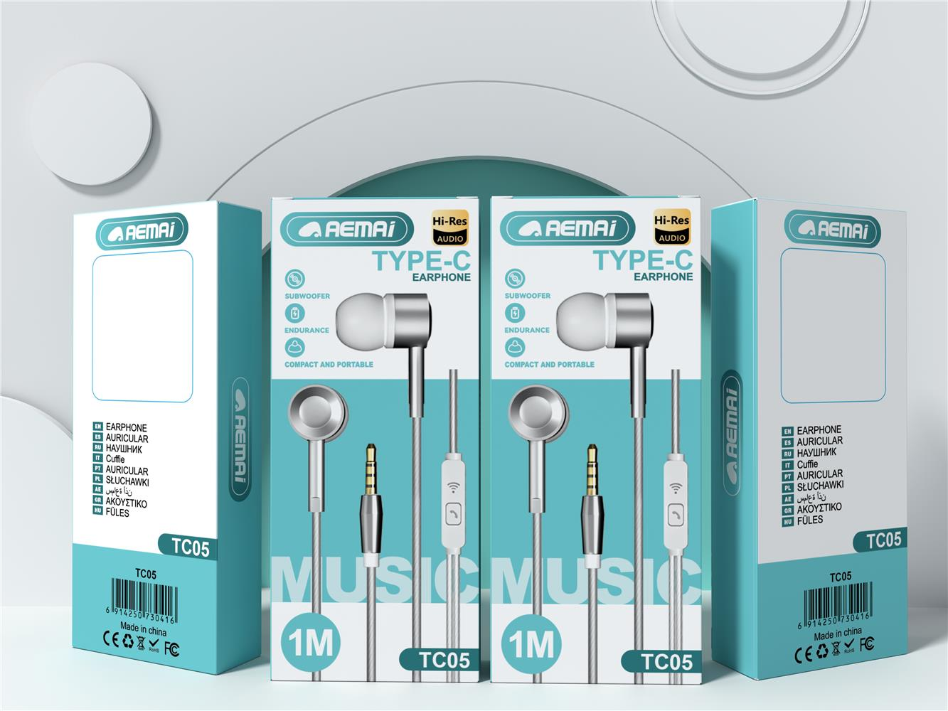 AEMAi-TC05 Wired headphones In-ear headphones round Jack headphones 3.5mm