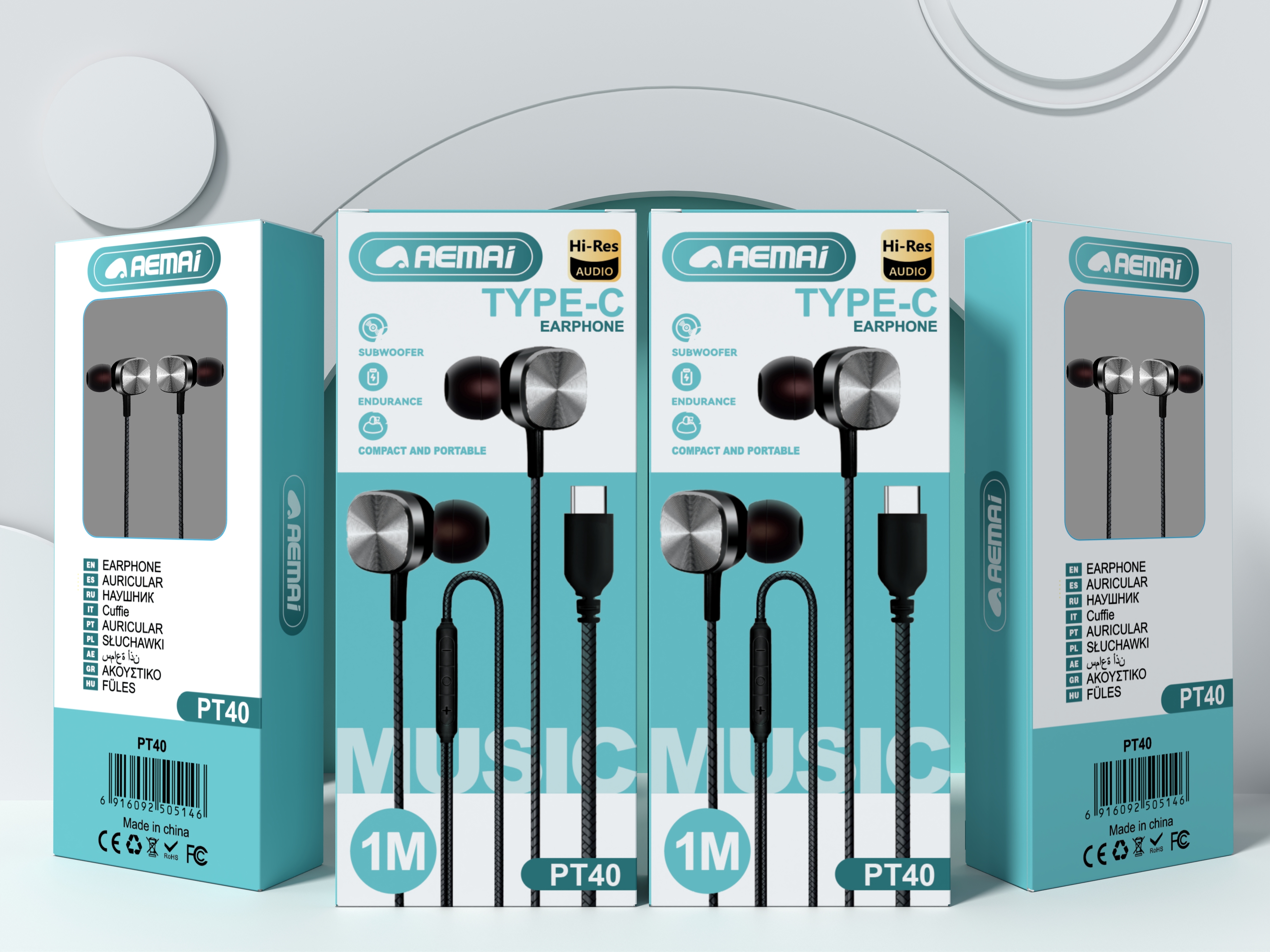 AEMAi-PT40 wired headphones In-ear TYPE-C wired headphones