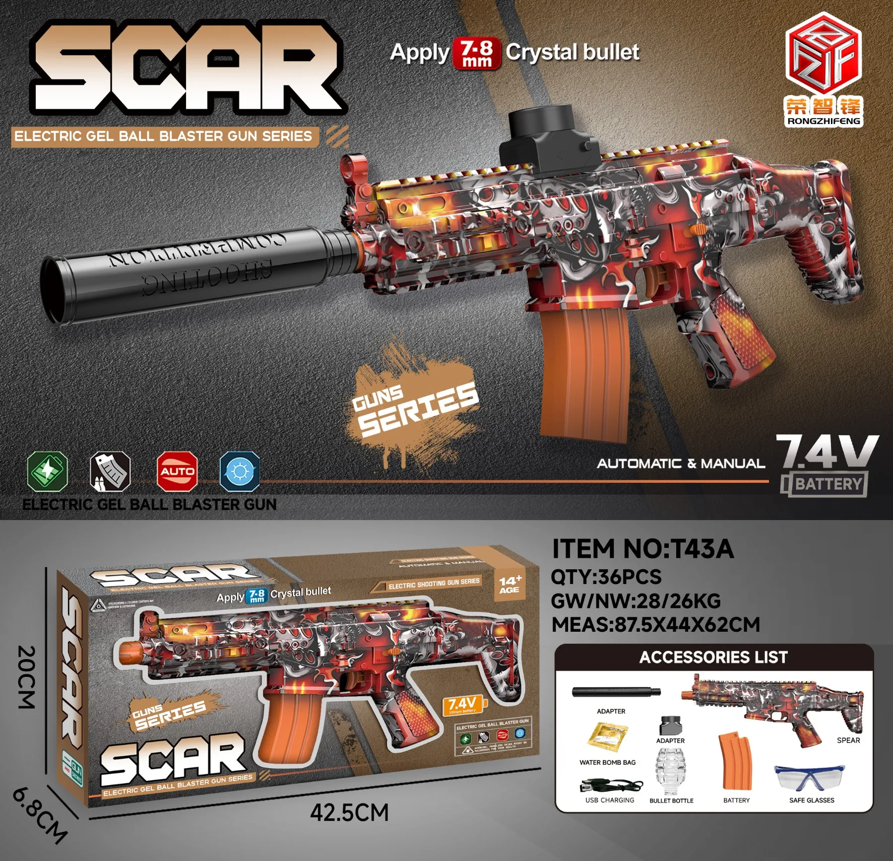 TM14110SCAR граффити-скоростной водяной стрелок самозаряжающийся detail image 3