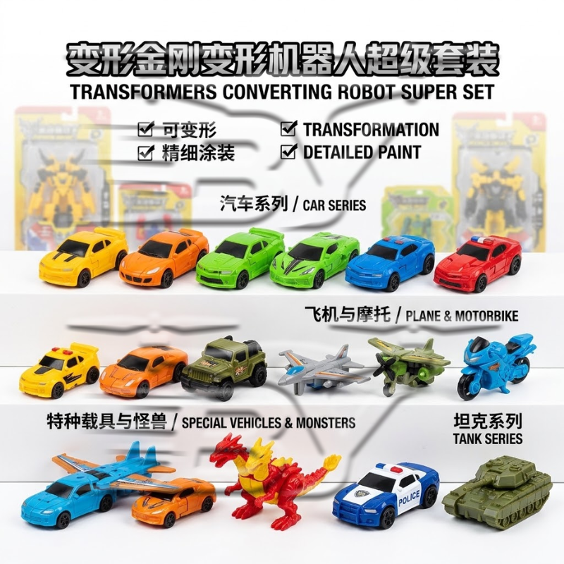 Color transformers alloy car mod set caja de presentación de coche de juguete múltiples colección transformable caja de regalo juguetes para niños