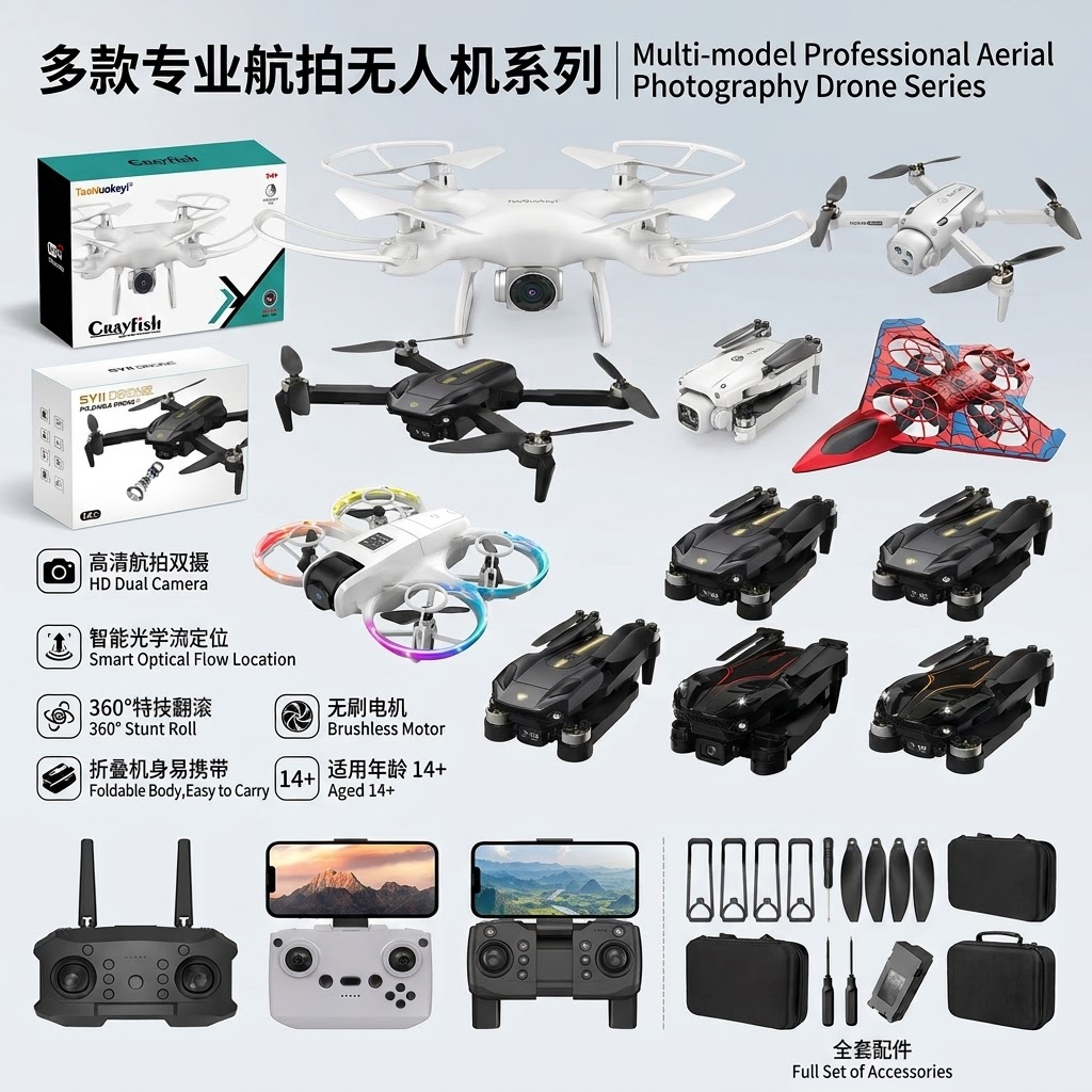 A variety of high-definition camera drones, UAV series portable aerial photography aircraft, high-definition aerial photography quality, multi-functional remote control drones, and robot dogs details Picture