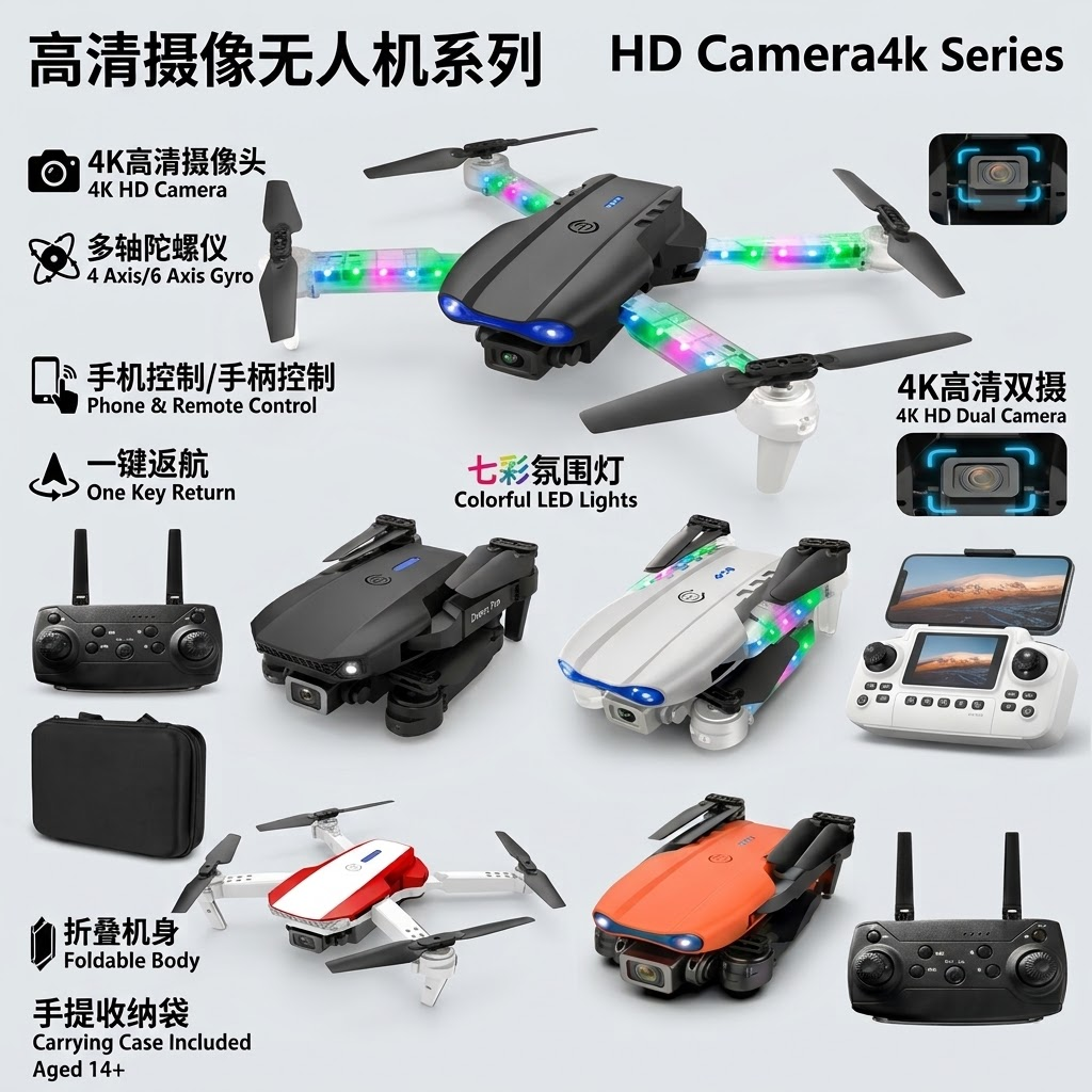 A variety of high-definition camera drones, UAV series portable aerial photography aircraft, high-definition aerial photography quality, multi-functional remote control drones, and robot dogs Specification image