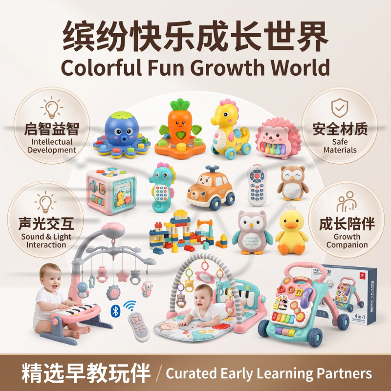Colorido juego de juguetes infantiles interactivos bloques de construcción piano andador estante de fitness alfombra de rastreo caballo de mar pulpo erizo zanahoria búho patito combo