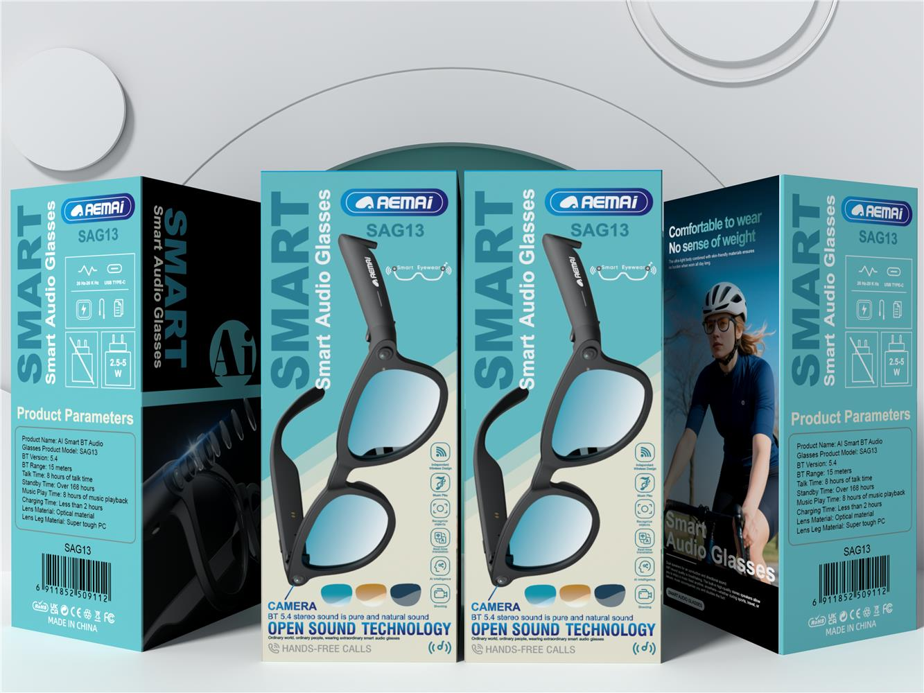 AEMAi-SAG13 multi-functional smart translation glasses AI voice recognition compatible with multiple devices