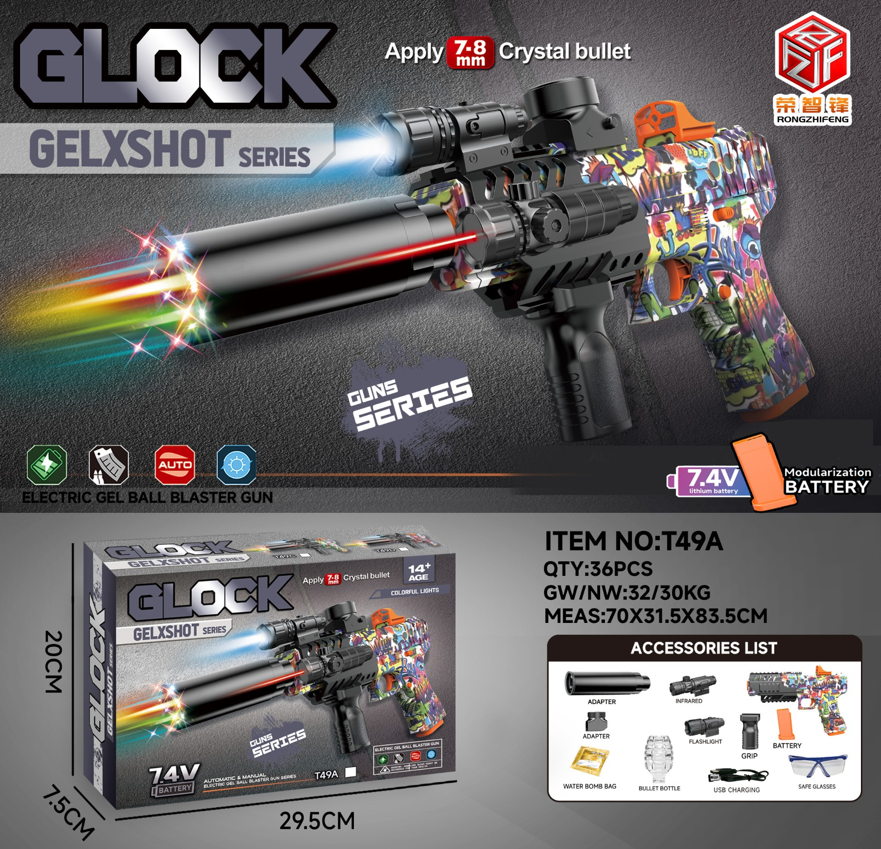 TL93133 Glock، وهو مدافع مدفعية ذات سبعة ألوان، قدم المقذفون أنفسهم Application Scenario