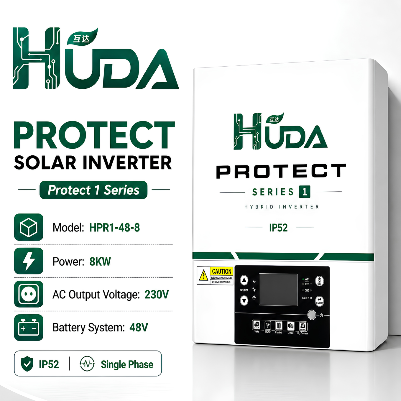 HUDA HPR1-48-8 8KW 48V Hybrid Solar inverter Home off-grid photovoltaic integrated machine with built-in 75A MPPT controller details Picture