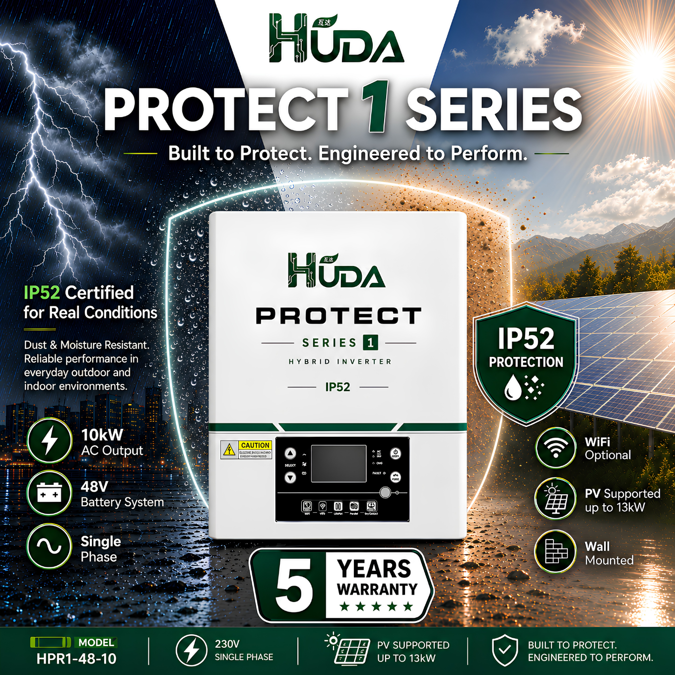 أجهزة ضبط تعمل بالطاقة الشمسية الهجينة Huda HPR1-48-10 كيلو فولط 48V تعمل بالطاقة الشمسية تحتوي على 40 ميغا بايت في أجهزة الفولطية الضوئية المنزلية خارج الشبكة Application Scenario