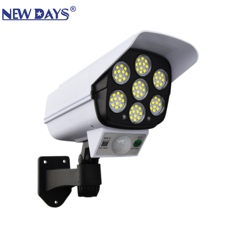 NEWDAYS marca transfronteriza nueva luz de monitoreo de simulación solar led, luz de emergencia de ángulo ajustable de sensor humano, luz de patio impermeable al aire libre