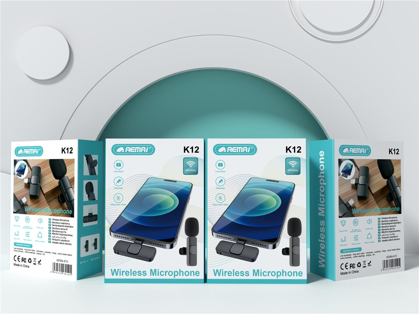 The AEMAI-K12 lapel microphone is a single microphone specifically designed for Apple Android video recording