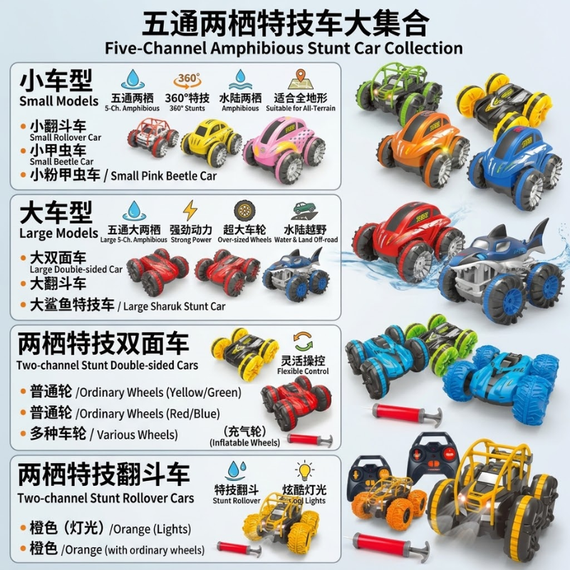 Colorful remote control stunt car series children's toy car set, multiple styles of remote control cars, go-karts, fun racing entertainment Item Picture