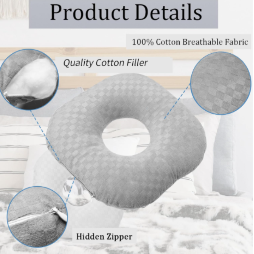 Ear Piercing Pillow with an Hole for CNH and Ear Pain Inflammation Pressure Sores for Side Sleepers, Cotton and Polyester Side Sleeper Pillow, Washable and Adjustable Ear Guard Pillow pic 3