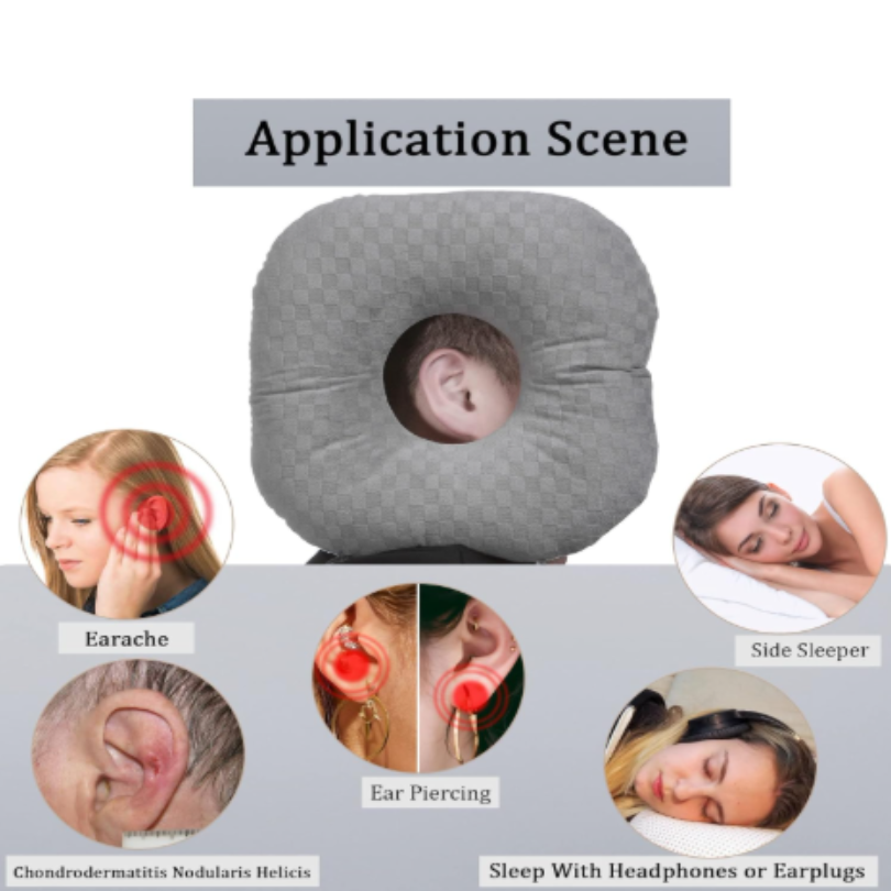 Ear Piercing Pillow with an Hole for CNH and Ear Pain Inflammation Pressure Sores for Side Sleepers, Cotton and Polyester Side Sleeper Pillow, Washable and Adjustable Ear Guard Pillow Application Scenario