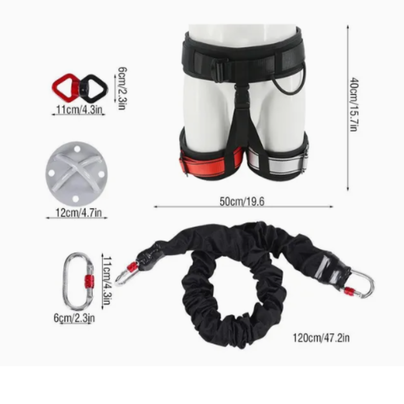 Bungee Fitness Set Yoga Bungee Cord Rope Resistance Air Dance Rope Exercise Fitness Home Gym Professional Training Equipment | Heavy-Duty Sling Bungee Fits 110~264 lbs,3.3ft/1m Bungee Jumping Cord w/1377 lbs MBL,Anti-Gravity Dance for Home Gym Studio pic 2