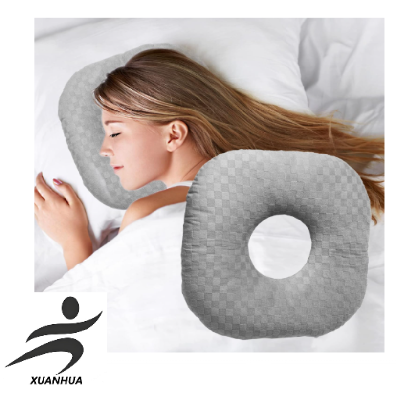 Almohada de orificio para el oído especialmente diseñada para los dormidos laterales, con orificios para aliviar el dolor de oído y la inflamación y prevenir las úlceras por presión; Hecho de algodón y poliéster, lavable y ajustable