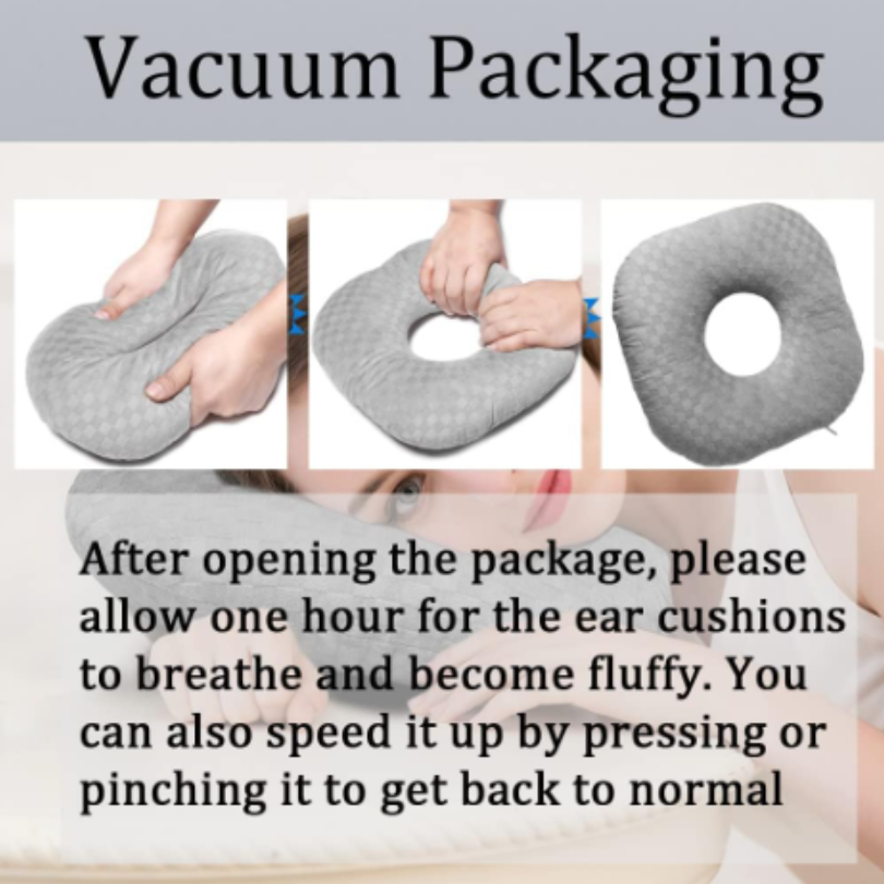 Ear Piercing Pillow with an Hole for CNH and Ear Pain Inflammation Pressure Sores for Side Sleepers, Cotton and Polyester Side Sleeper Pillow, Washable and Adjustable Ear Guard Pillow pic 2