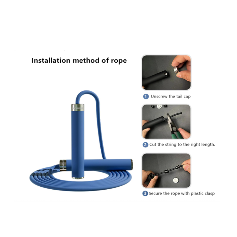 Cuerda de salto ajustable - material de cuerda de PVC de 5 mm, rodamientos de bolas; El mango es de goma antideslizante y está hecho de aleación, adecuado para principiantes; Entrenamiento de pérdida de peso en casa, escuela o gimnasio details Picture