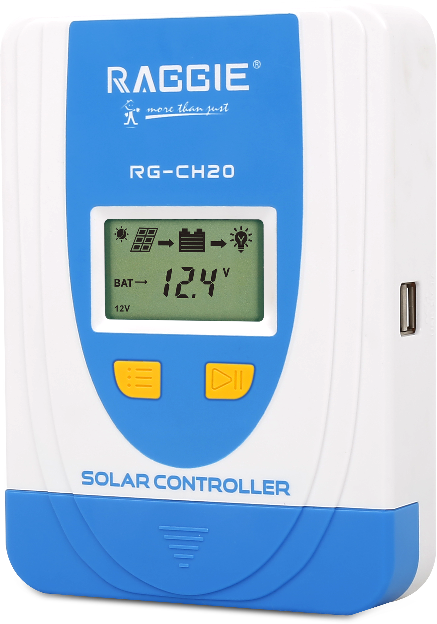 RAGGIE 32-bit PWM solar controller supports three load modes of lithium iron phosphate, LCD display, 30A home off-grid photovoltaic controller