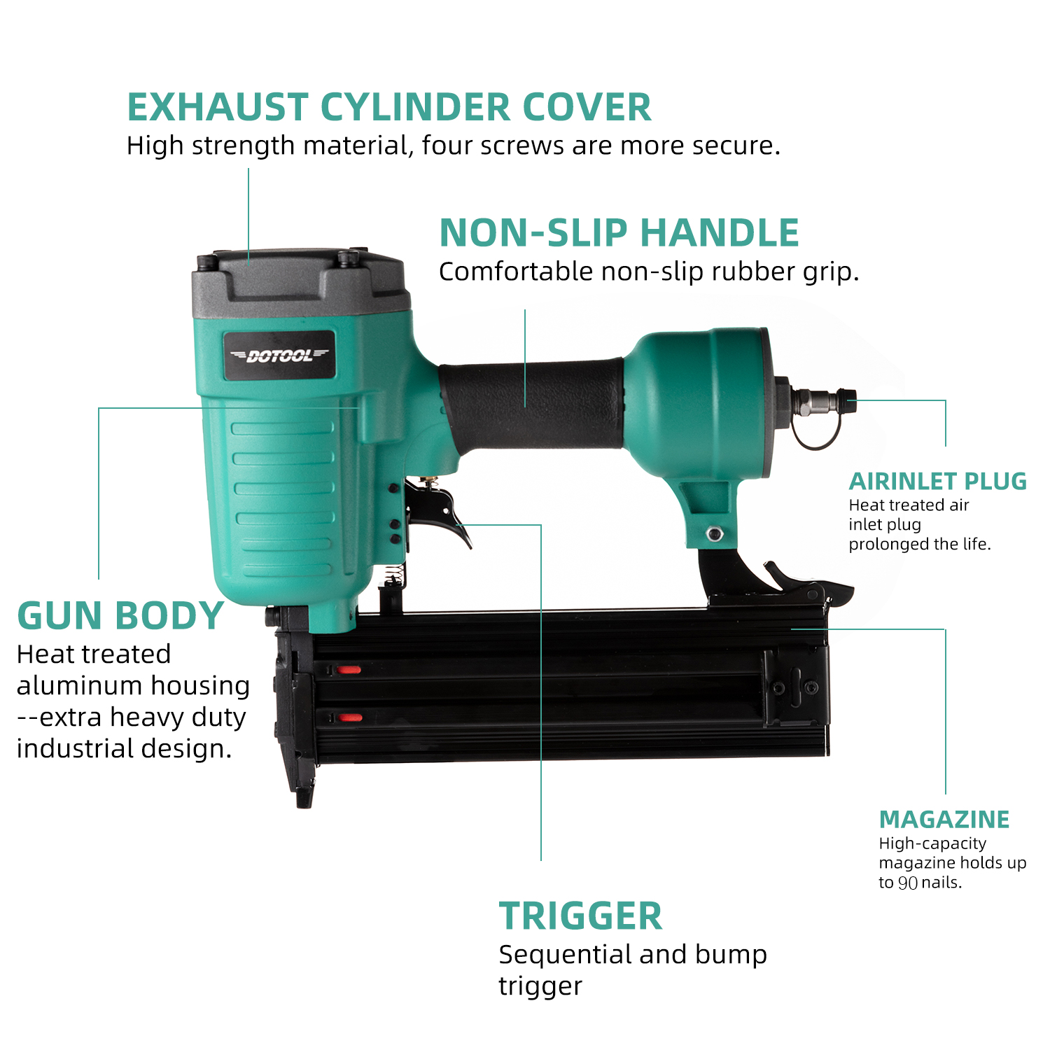 Factory direct sales of DOTOOL pneumatic nail gun ST64X concrete steel nail gun, air nail gun for driving wire grooves and cement wall nails Application Scenario