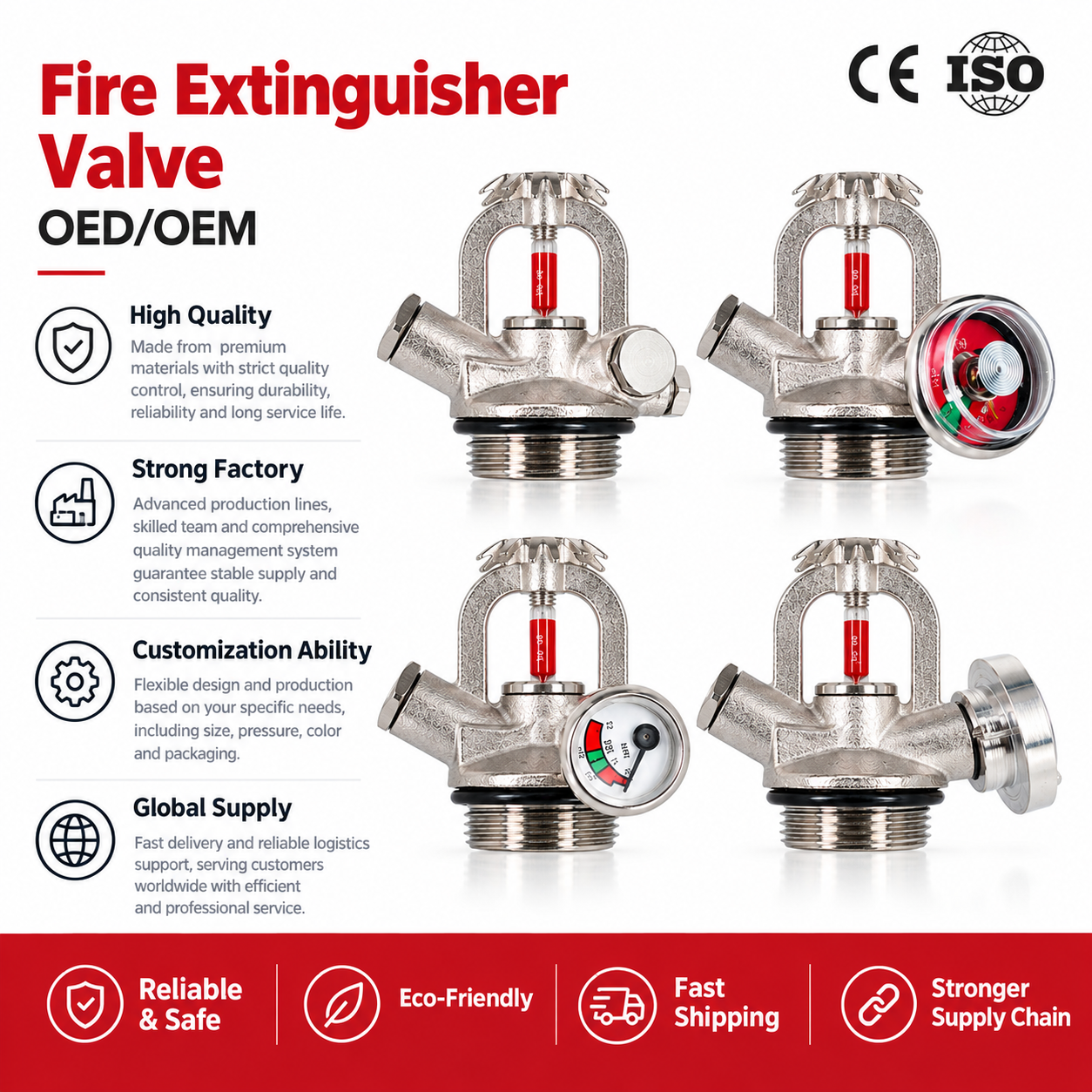 Plata fuego rociador cabeza con medidor de presión extintor combinado seguro y confiable equipo de extinción de incendios comercial en el hogar Specification image
