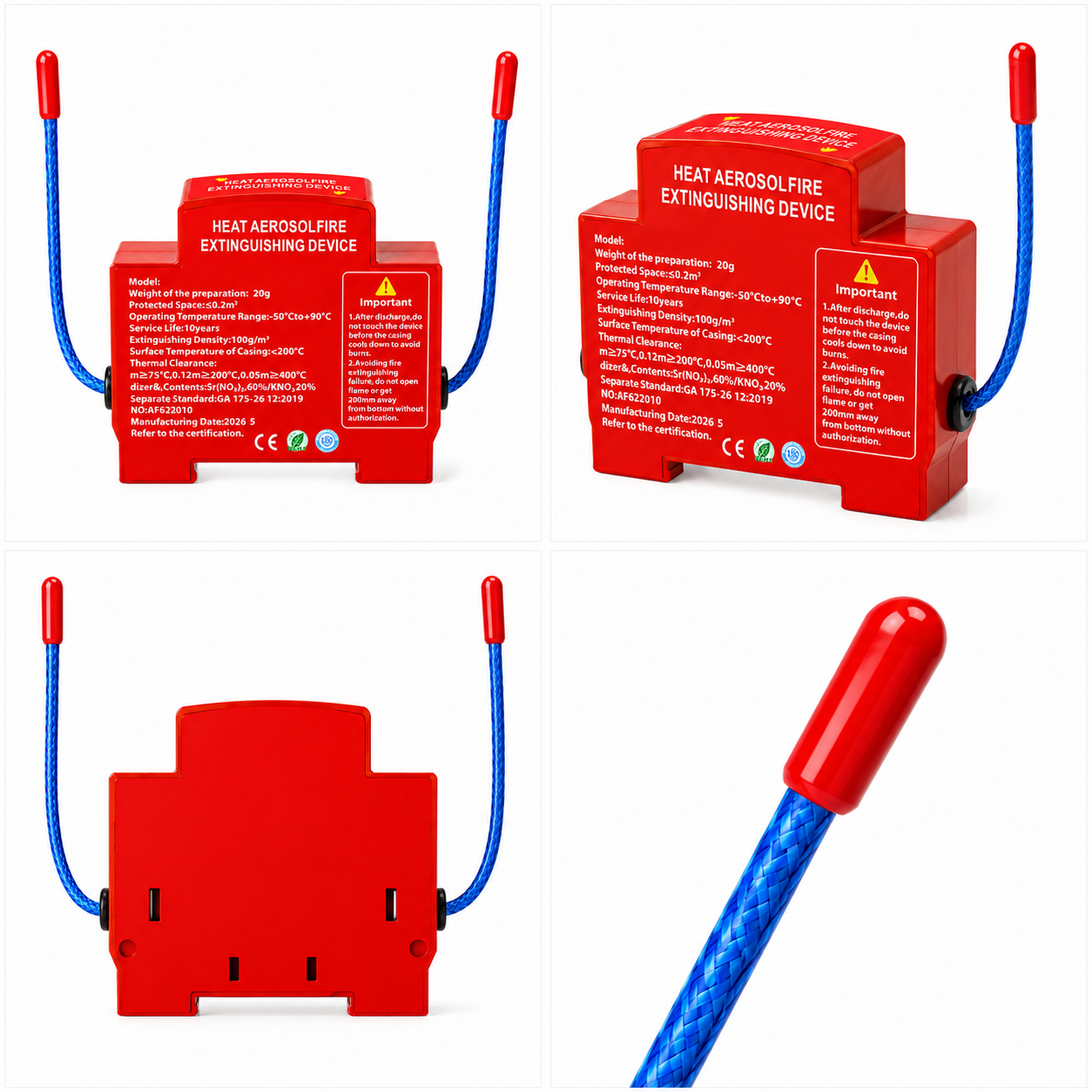 DIN track automatic aerosol fire extinguishing system, electrical cabinet battery, ESS server rack fire extinguisher, BOERDA Item Picture