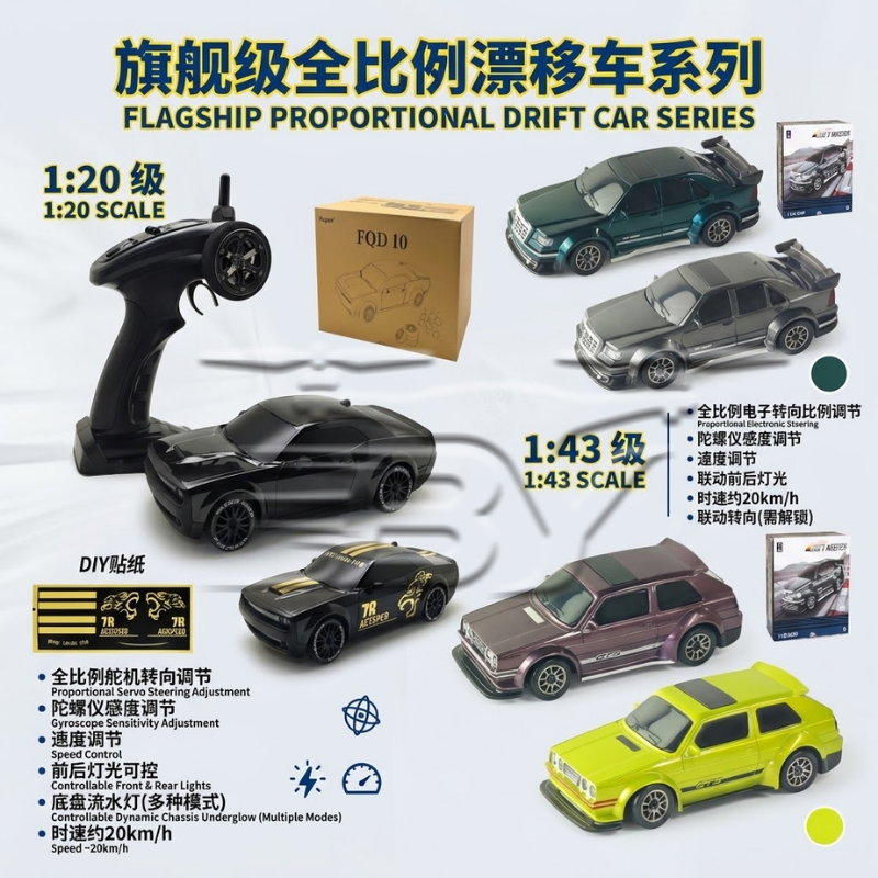 Remote control drift car, a complete set of four racing accessories, remote control, children's toys, competitive racing drift experience Specification image