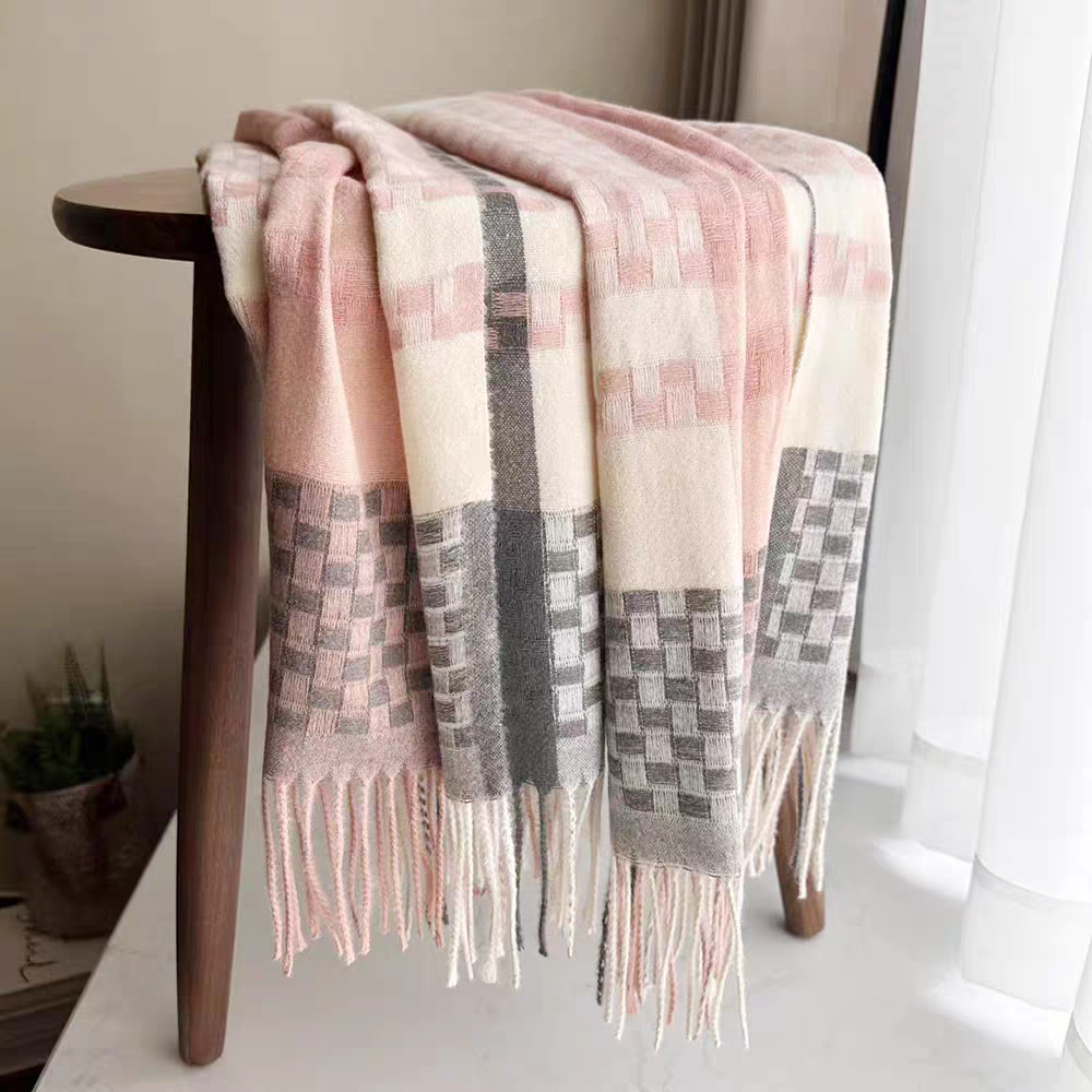 Nuevo estilo estilo artístico sensación de alta clase temperamento bufanda moda sensación ambiente cálido flecos cuello cuello tartan bufanda otoño invierno detail 2