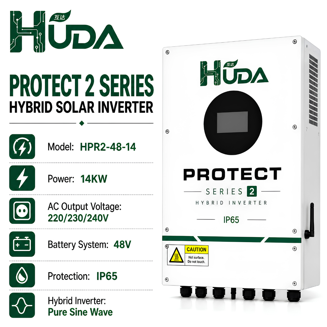 جهاز Huda HPR2-48-1414 KW 48V الذي يعمل بالطاقة الشمسية الهجينة يحتوي على 3*40A MPPT في جهاز الفولطية الضوئية المنزلية خارج الشبكة Item Picture