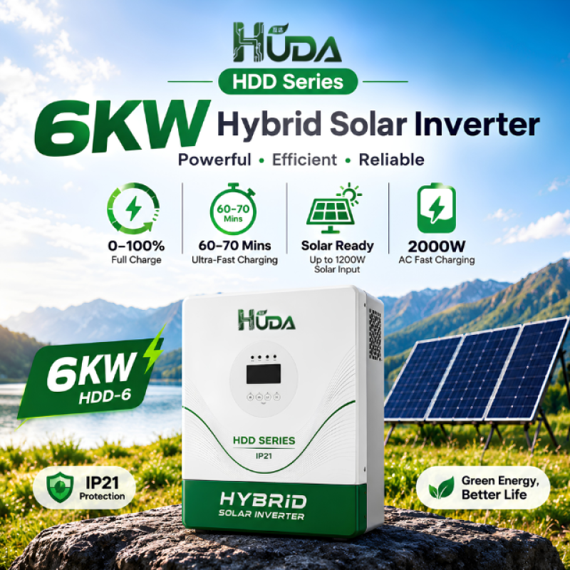 HUDA HDD-6 6KW 220V Hybrid Solar Inverter Home Off-grid Photovoltaic Integrated Machine