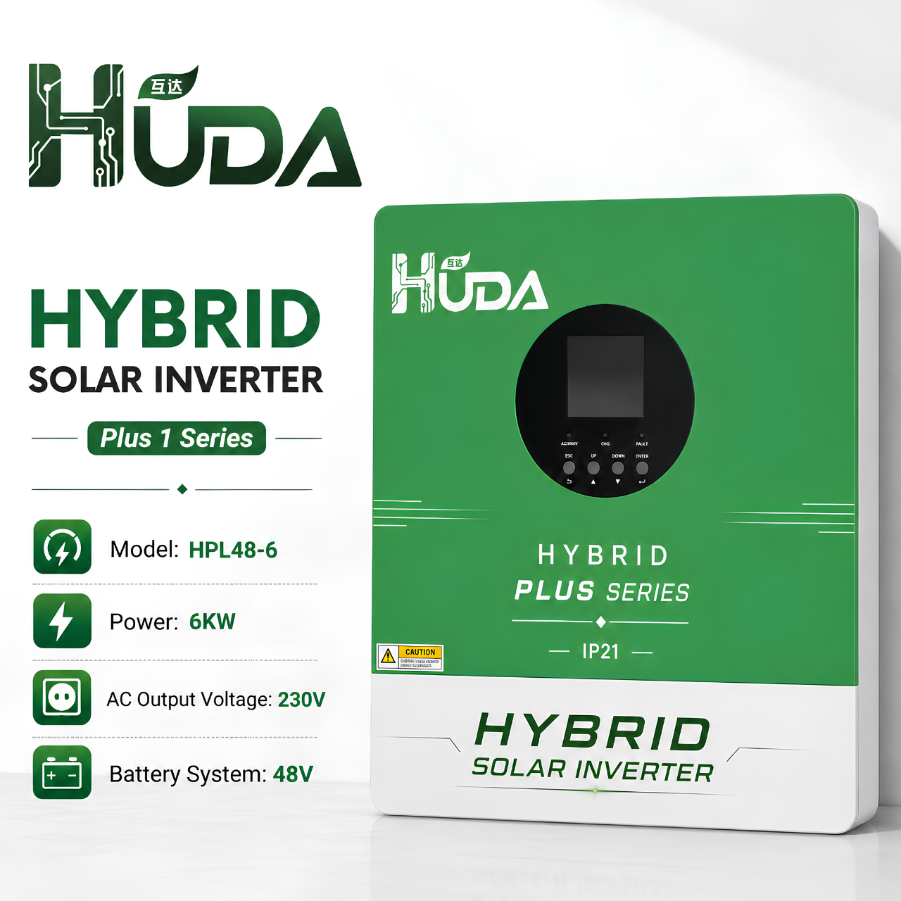 HUDA HPL48-6 6KW 48V Hybrid Solar inverter Home off-grid photovoltaic integrated machine with built-in 2*50A MPPT