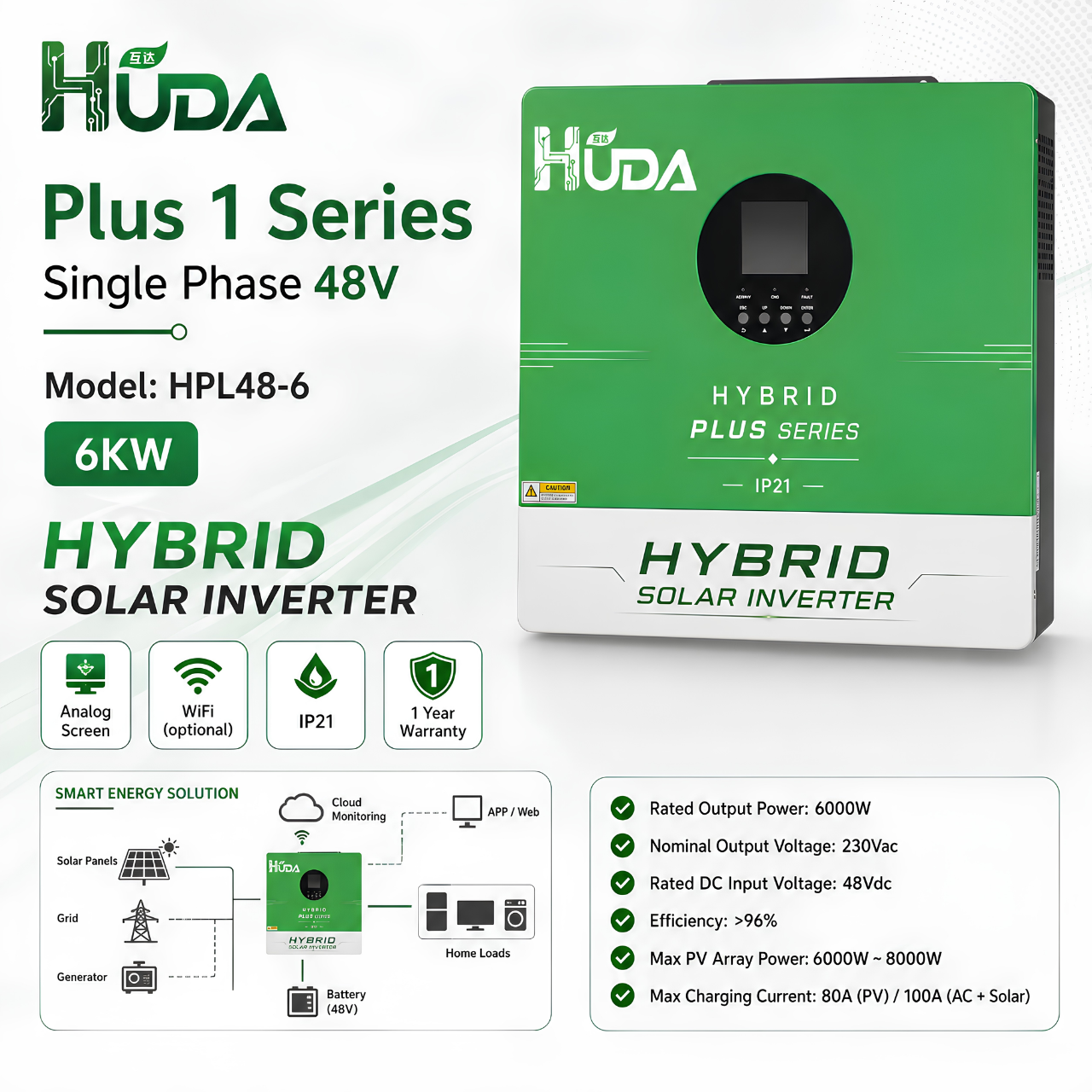جهاز Huda HPL48-66KW يحتوي على 2.50A MPPT في جهاز الفولطية الضوئية المنزلية خارج الشبكة Item Picture