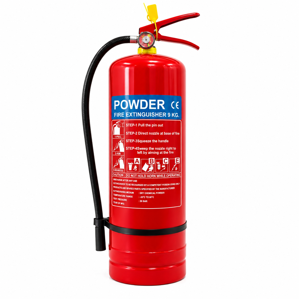 Fabricación de fábrica ABC polvo seco extintor DCP extintor portátil jack 9 kg