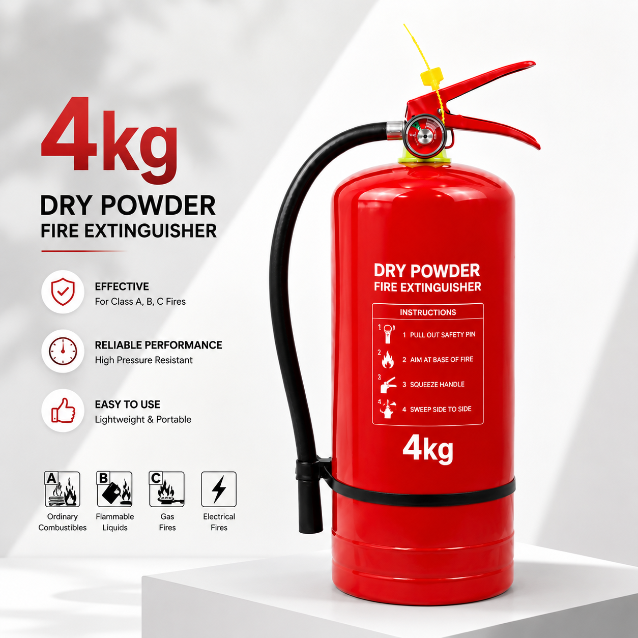 Fábrica directa CE portátil 4kg extintor del polvo seco para la oficina hotel coche restaurante fuego profesional