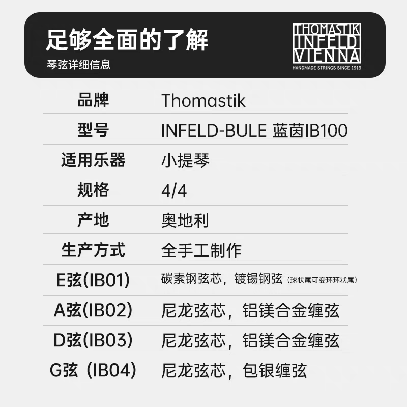 Aileen Austrian Thomastik violin strings INFELD-BULE IB100 set strings Specification image