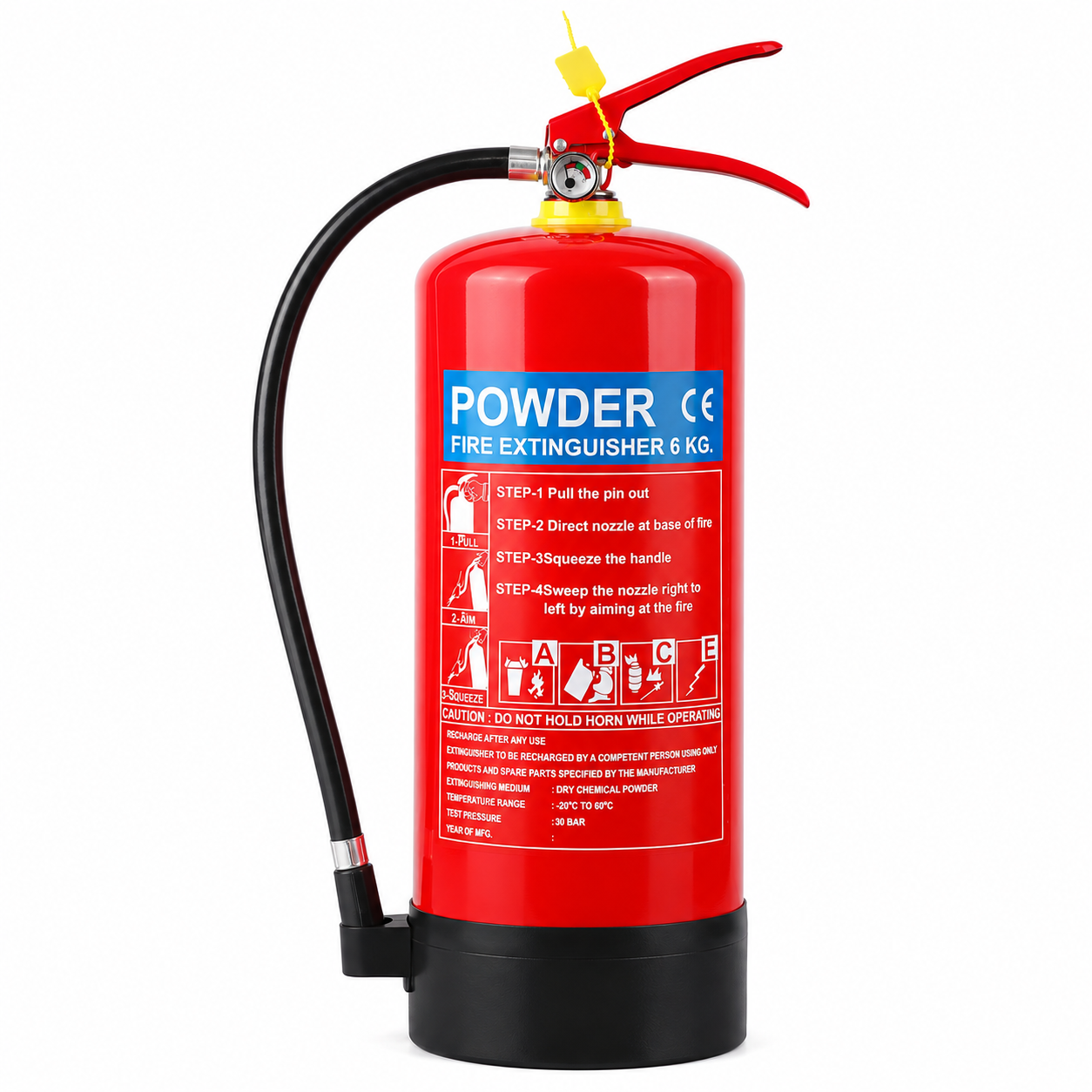 OEM 6kg portable ABC dry powder fire extinguisher, suitable for fire engines/kitchens/garages, red handle electroplated slide valve + diaphragm watch